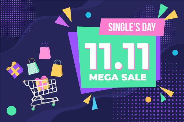 Free vector flat text illustration for 11.11 sale event