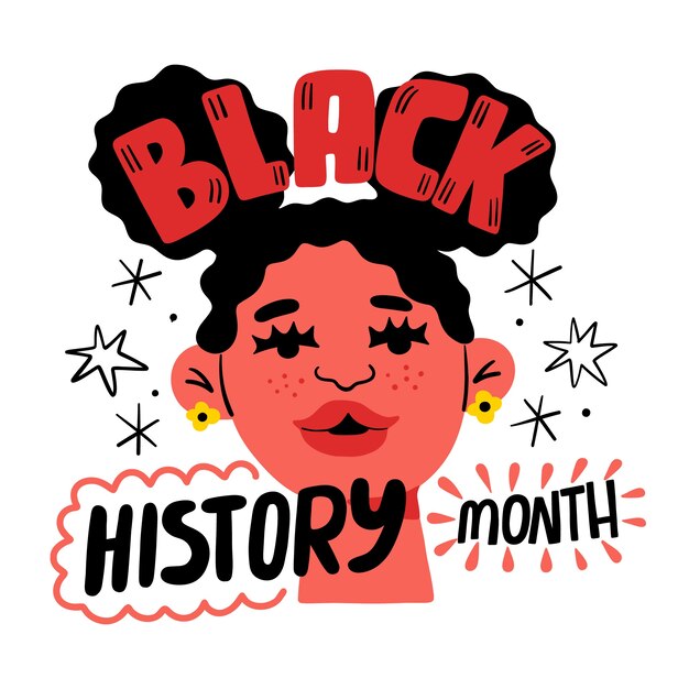 黒人歴史月の祝賀のためのフラットテキストイラスト