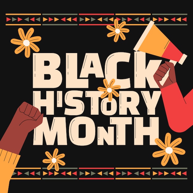 Flat text illustration for black history month celebration