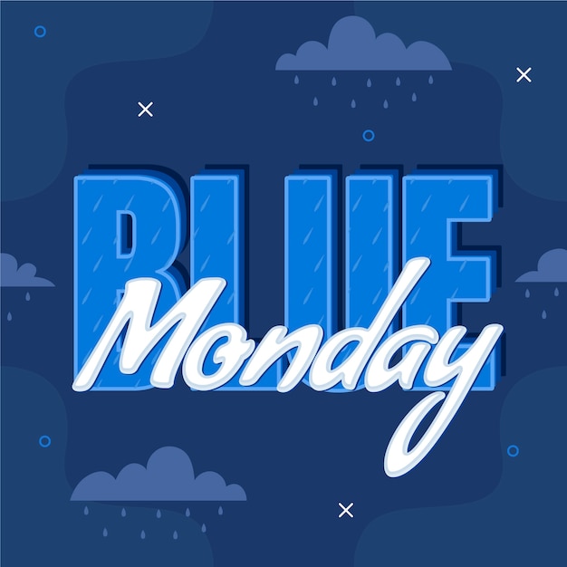 Flat text illustration for blue monday