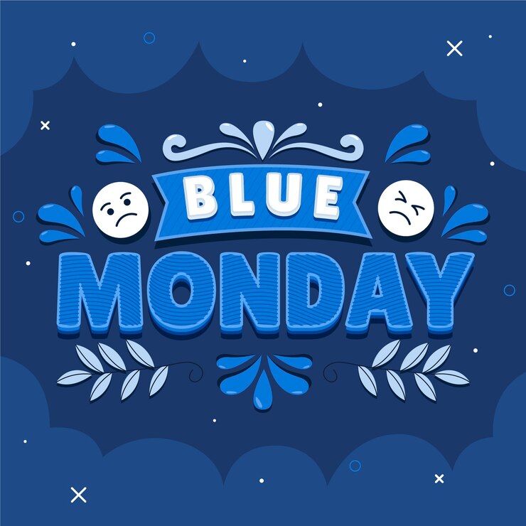 Free Vector flat text illustration for blue monday