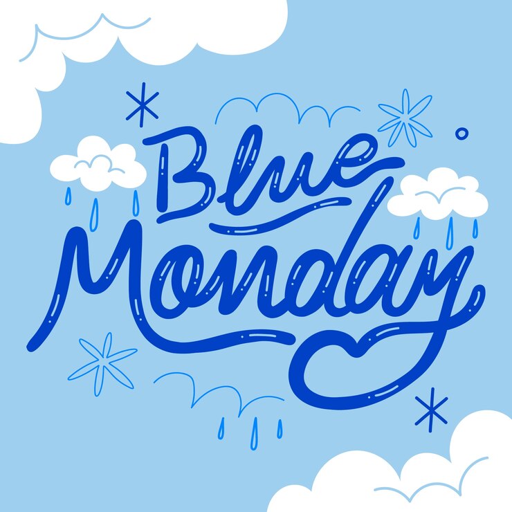 Free Vector flat text illustration for blue monday