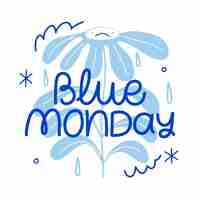 Free vector flat text illustration for blue monday