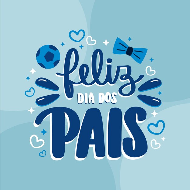 flat text illustration for brazilian father's day celebration