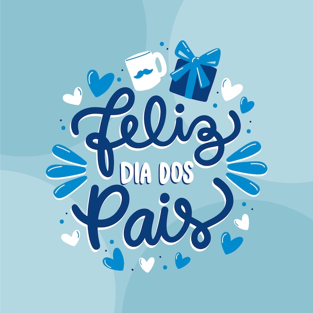 Free vector flat text illustration for brazilian father's day celebration