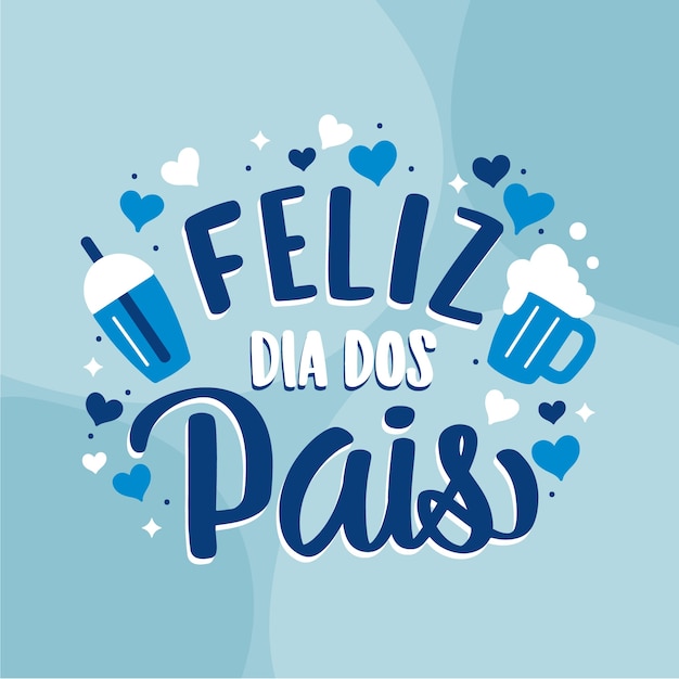 Free vector flat text illustration for brazilian father's day celebration