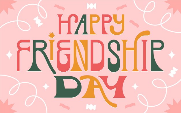 Flat text illustration for international friendship day celebration