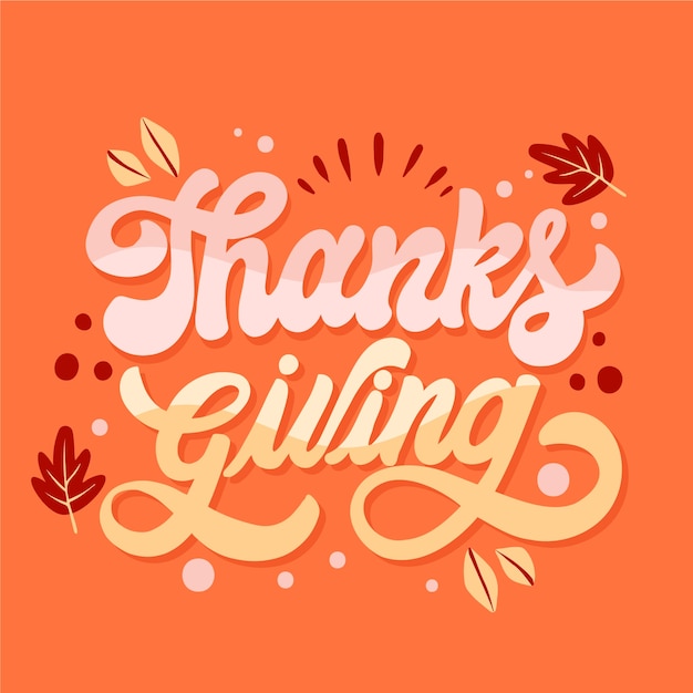 Flat text illustration for thanksgiving day celebration