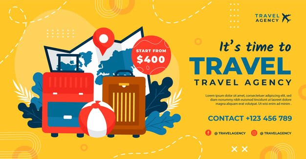 flat texture travel agency social media promo template