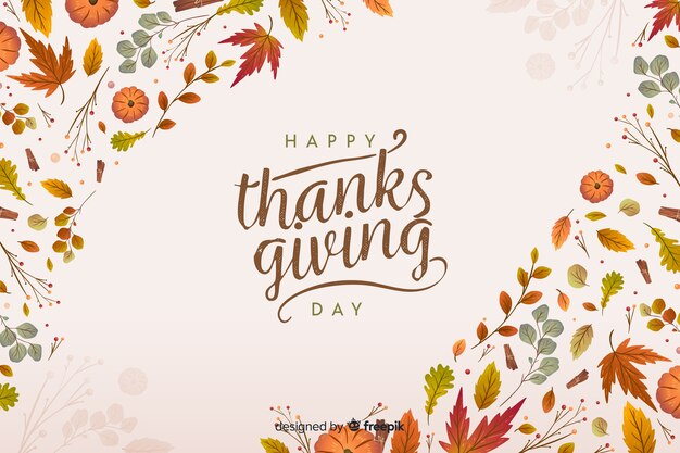 Flat thanksgiving background with dried leaves