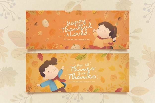 Free vector flat thanksgiving banners