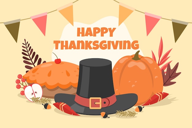 Flat thanksgiving celebration background