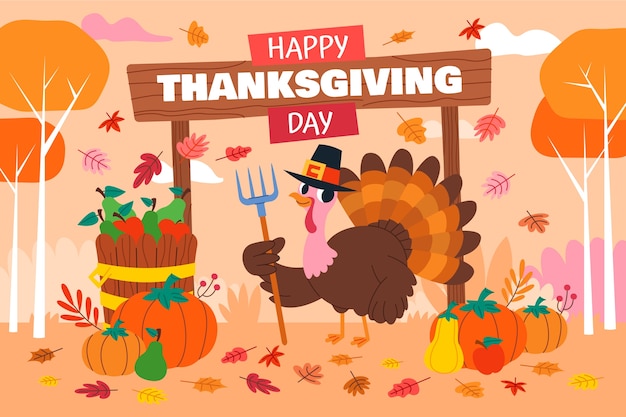 Free vector flat thanksgiving celebration background