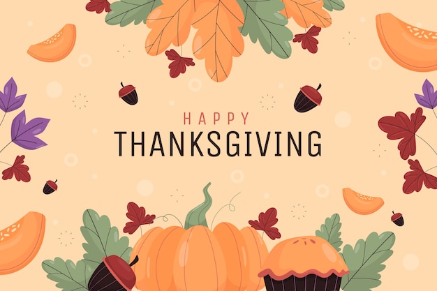 Бесплатное векторное изображение Плоский фон празднования благодарения
