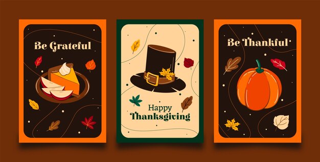 flat thanksgiving celebration cards collection