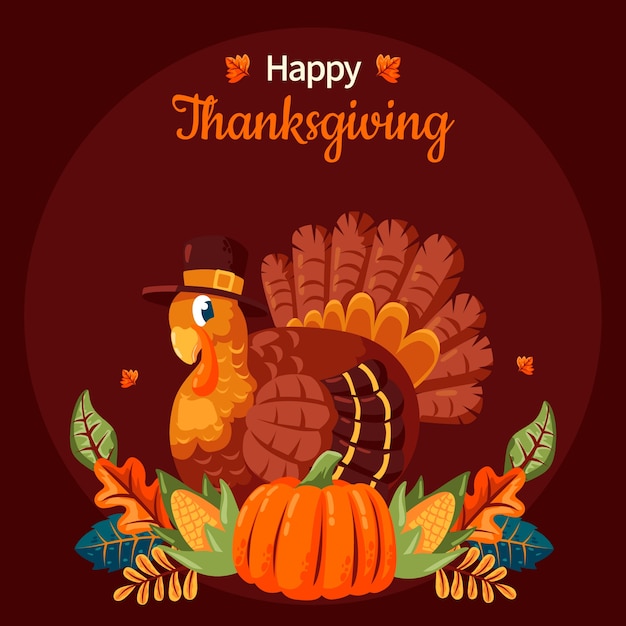 Flat thanksgiving celebration illustration