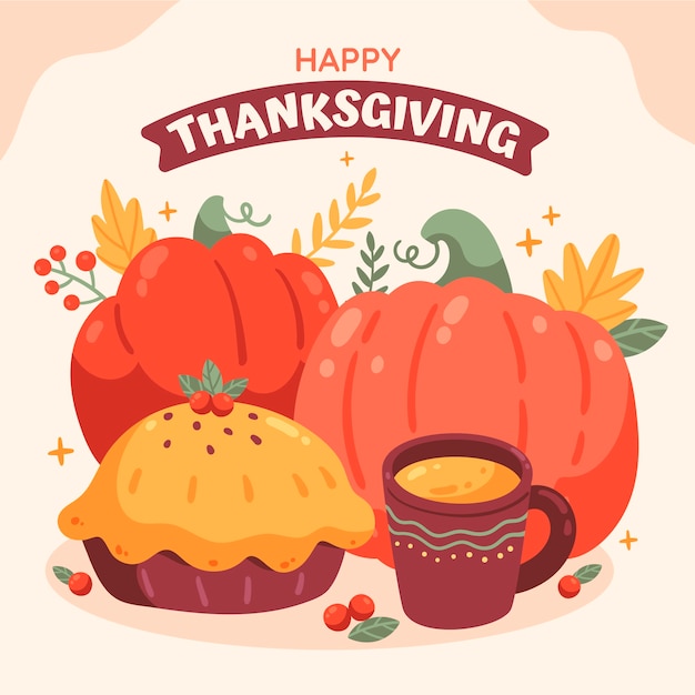 Free vector flat thanksgiving celebration illustration