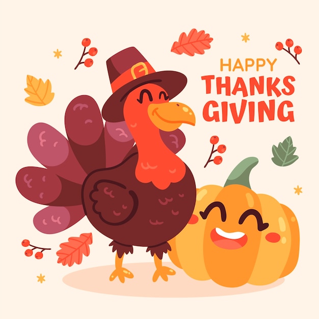 Flat Thanksgiving Celebration Illustration – Vector Templates