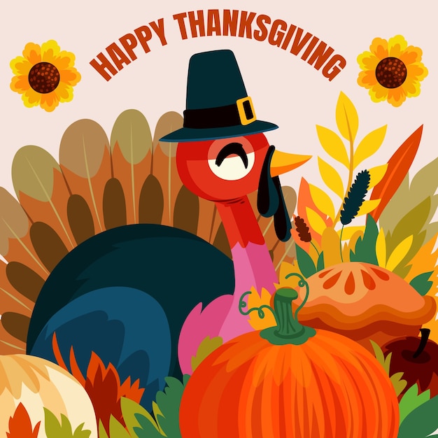 Free vector flat thanksgiving celebration illustration