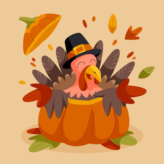 Flat thanksgiving celebration illustration