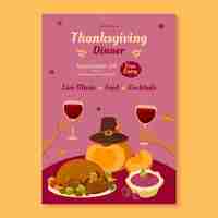 Vettore gratuito modello di invito alla celebrazione del ringraziamento piatto