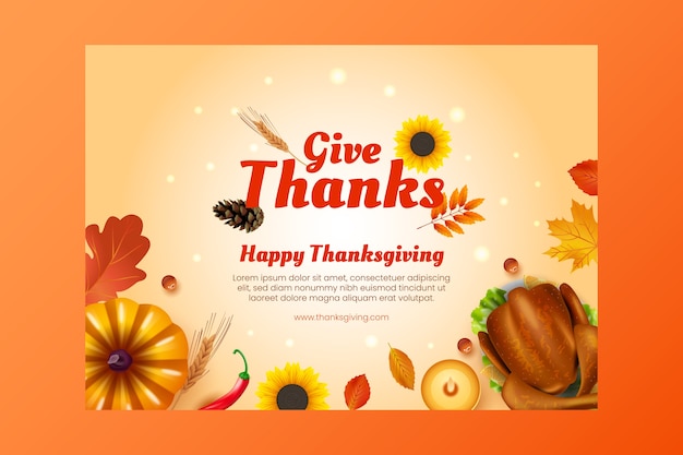 Free vector flat thanksgiving greeting card template