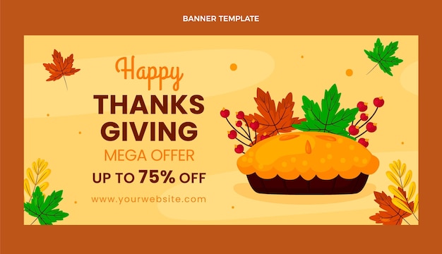 Free vector flat thanksgiving horizontal sale banner