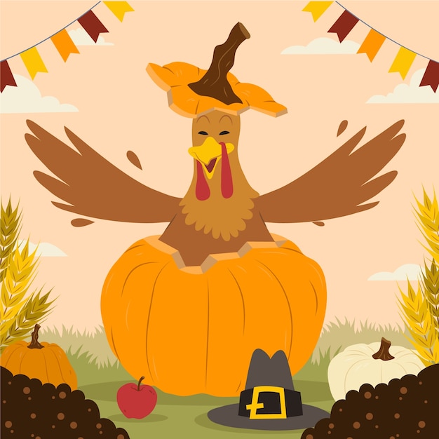 Free vector flat thanksgiving illustration