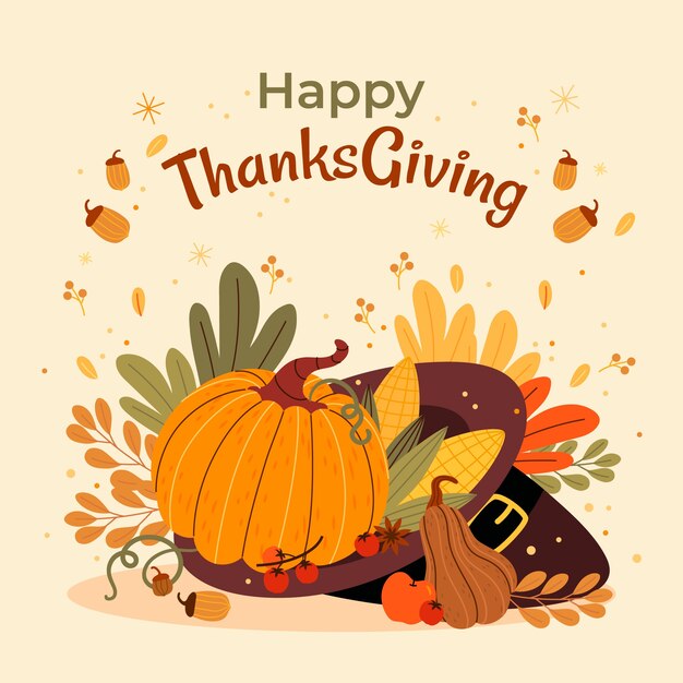 flat thanksgiving illustration