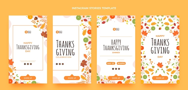 Flat thanksgiving instagram stories collection