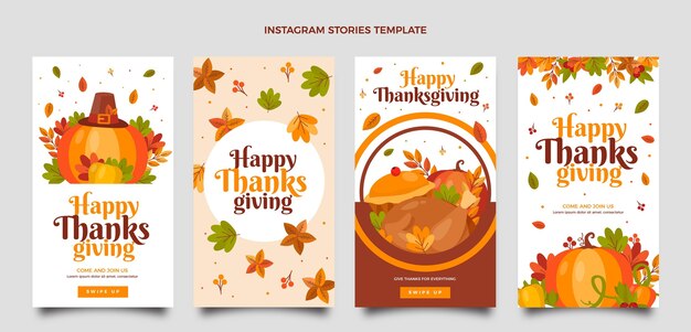 Flat thanksgiving instagram stories collection