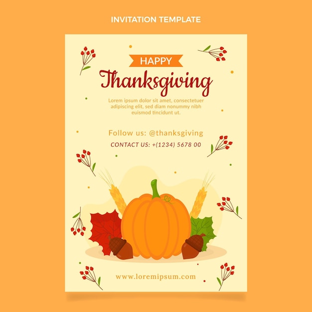 Flat thanksgiving invitation template