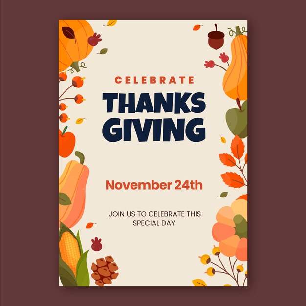 flat thanksgiving invitation template
