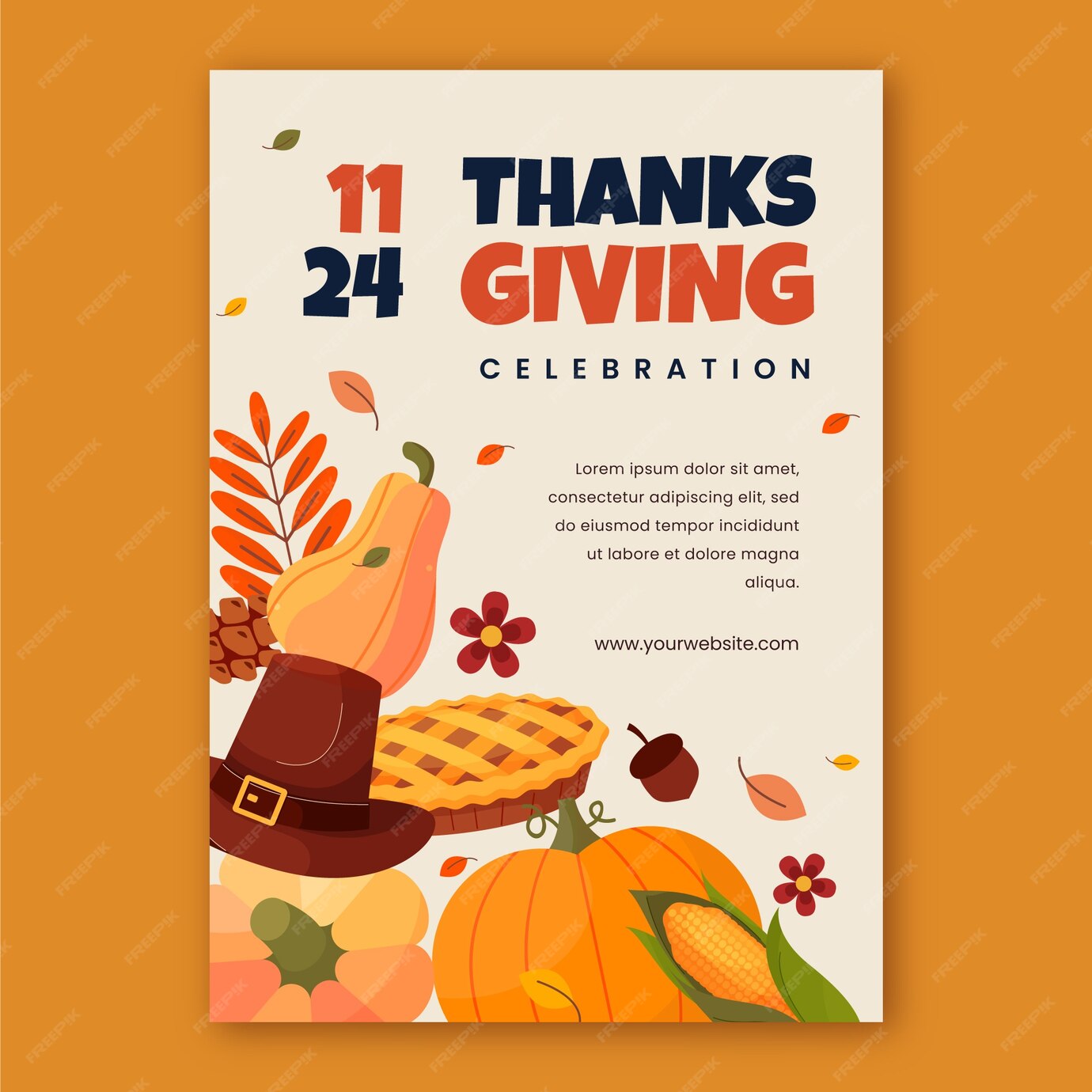 free-vector-flat-thanksgiving-invitation-template