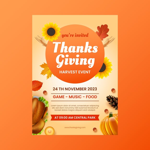 Flat thanksgiving invitation template