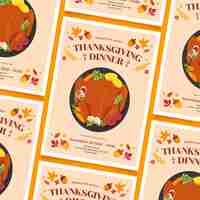 Free vector flat thanksgiving invitation template