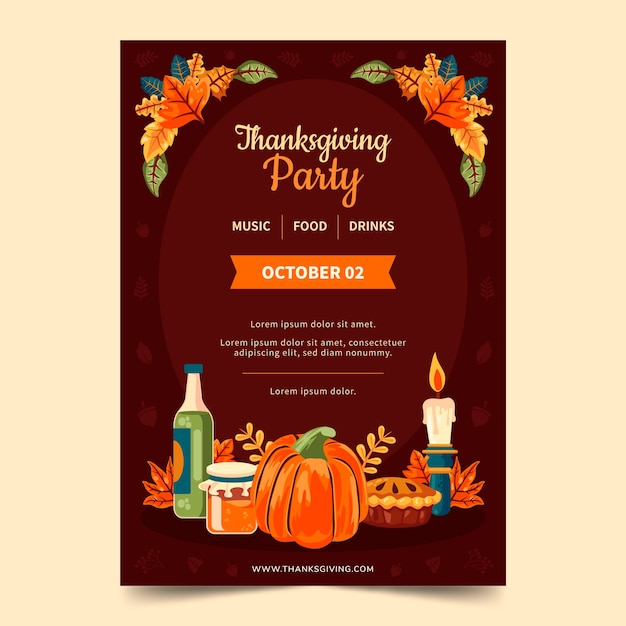 Flat thanksgiving invitation template