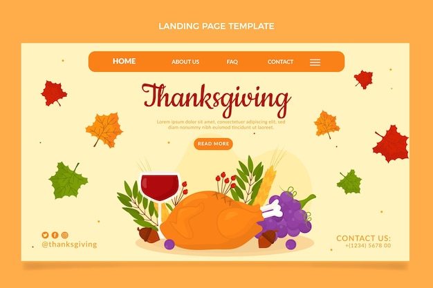 Free vector flat thanksgiving landing page template