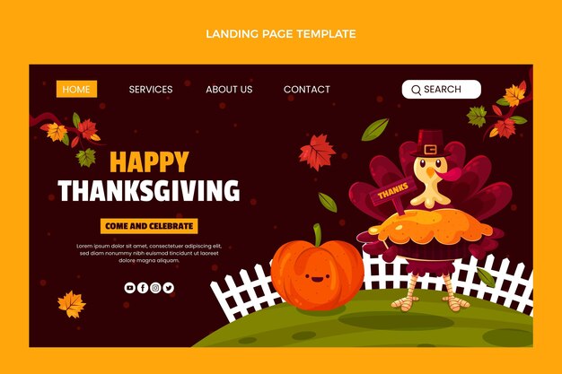 Flat thanksgiving landing page template