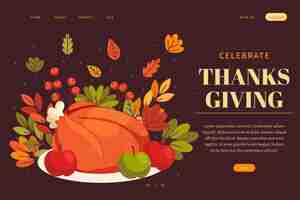 Free vector flat thanksgiving landing page template