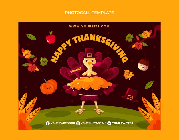 Flat thanksgiving photocall template