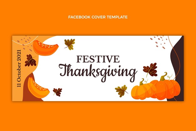 Flat thanksgiving social media cover template