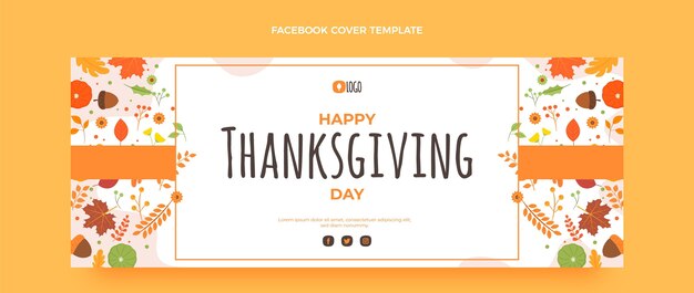 Flat thanksgiving social media cover template