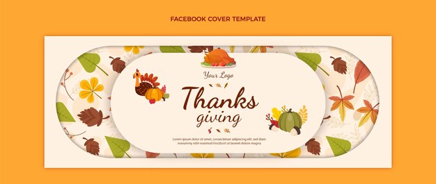 Flat thanksgiving social media cover template