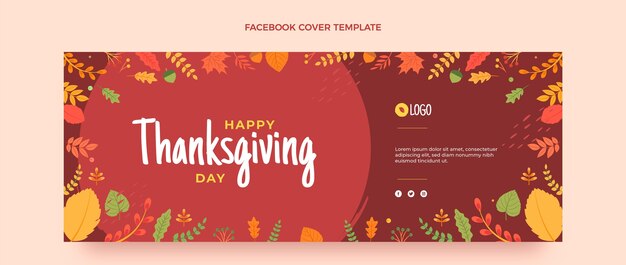 Flat thanksgiving social media cover template