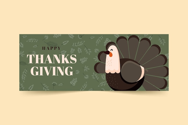 Бесплатное векторное изображение Плоский шаблон обложки в социальных сетях на день благодарения