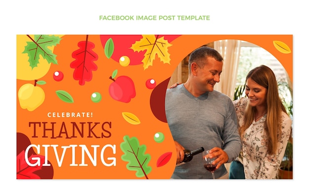 Flat thanksgiving social media post template