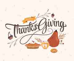 Free vector flat thanksgiving text illustration