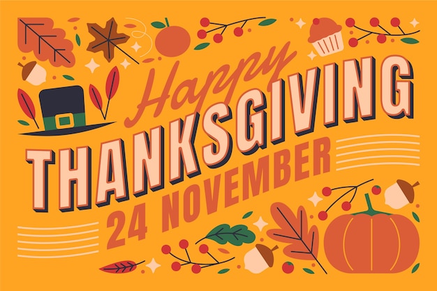 Flat thanksgiving text illustration