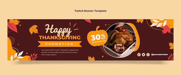 Flat thanksgiving twitch banner